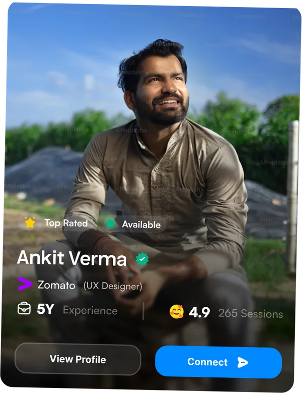 Guide profile card - Ankit Verma, UX Designer at Zomato